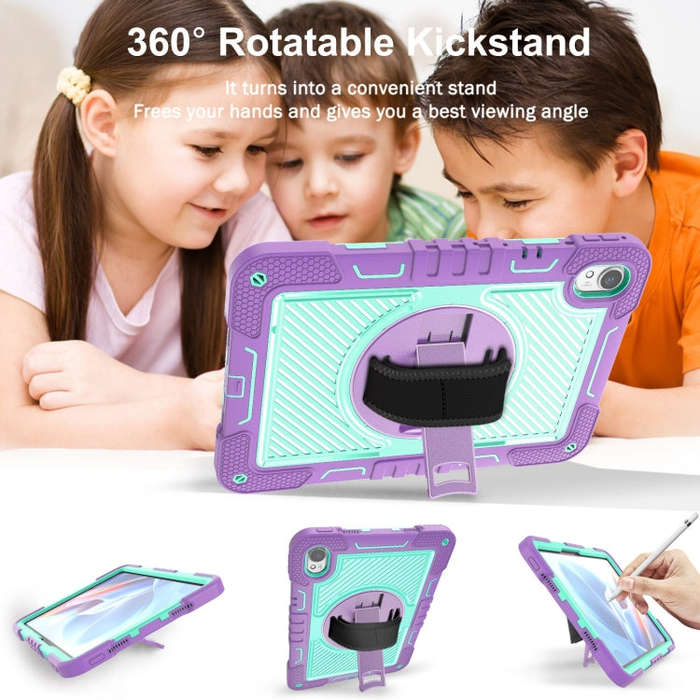 For Huawei MatePad 11.5 2023 360 Degree Rotation PC Contrast Silicone Tablet Case(Purple + Mint G...