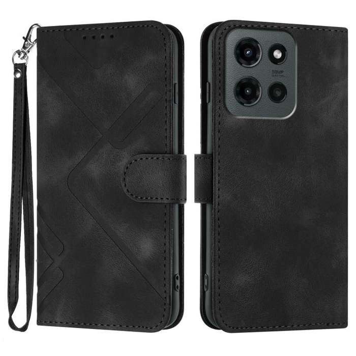 For Motorola Moto G Stylus 5G 2025 Line Pattern Skin Feel Leather Phone Case(Black)