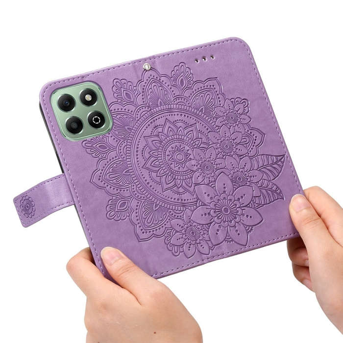 For Honor X6b 4G / X6c 4G / X5b / X5b Plus Seven-petal Flowers Embossing Leather Phone Case(Light...