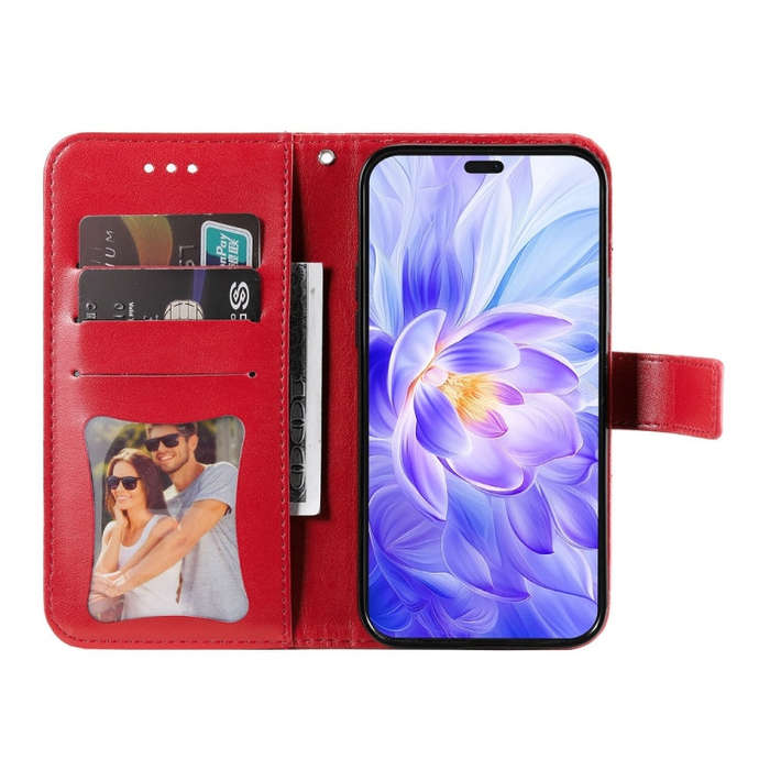 For Honor X60i Seven-petal Flowers Embossing Leather Phone Case(Red)