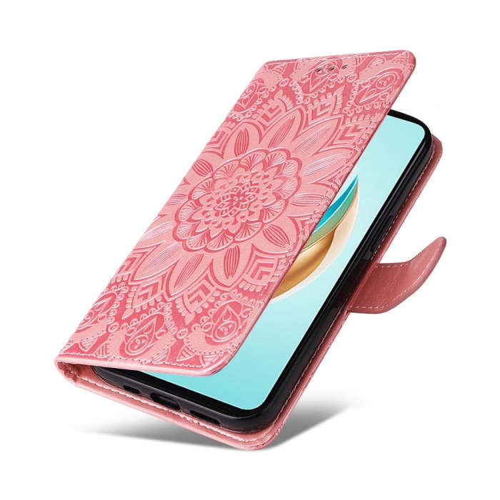 For Honor X6b 4G / X6c 4G / X5b / X5b Plus Embossed Sunflower Leather Phone Case(Rose Gold)