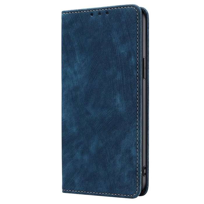 For Honor X8c 4G RFID Anti-theft Brush Magnetic Leather Phone Case(Blue)
