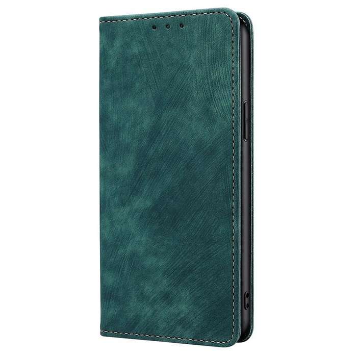 For Honor X8c 4G RFID Anti-theft Brush Magnetic Leather Phone Case(Green)