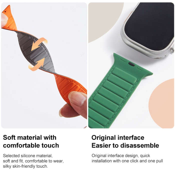 For Apple Watch SE 2023 44mm Loop Magnetic Silicone Watch Band(Black White)
