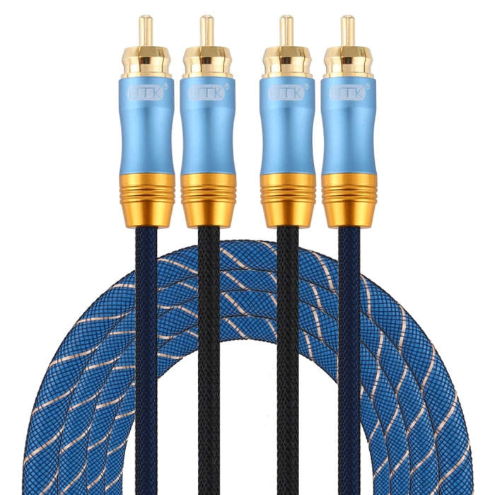 EMK 2 x RCA Male to 2 x RCA Male Gold Plated Connector Nylon Braid Coaxial Audio Cable for TV / A...