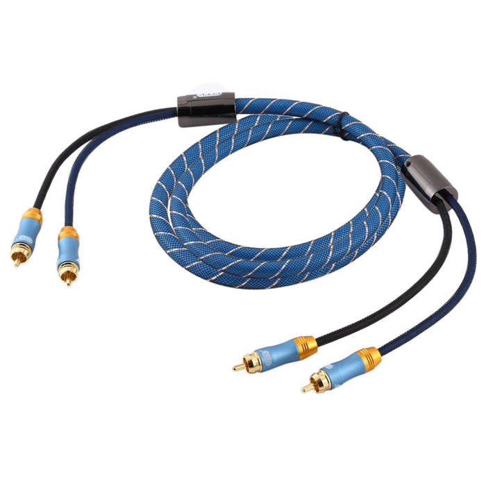 EMK 2 x RCA Male to 2 x RCA Male Gold Plated Connector Nylon Braid Coaxial Audio Cable for TV / A...