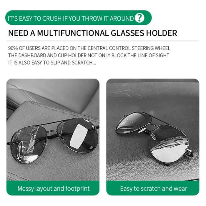 Car Sun Visor Glasses Holder Multifunctional Card Clip Storage Rack(Grey)