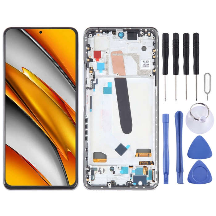 OLED LCD Screen For Xiaomi Poco F3 Digitizer Full Assembly with Frame(Silver)