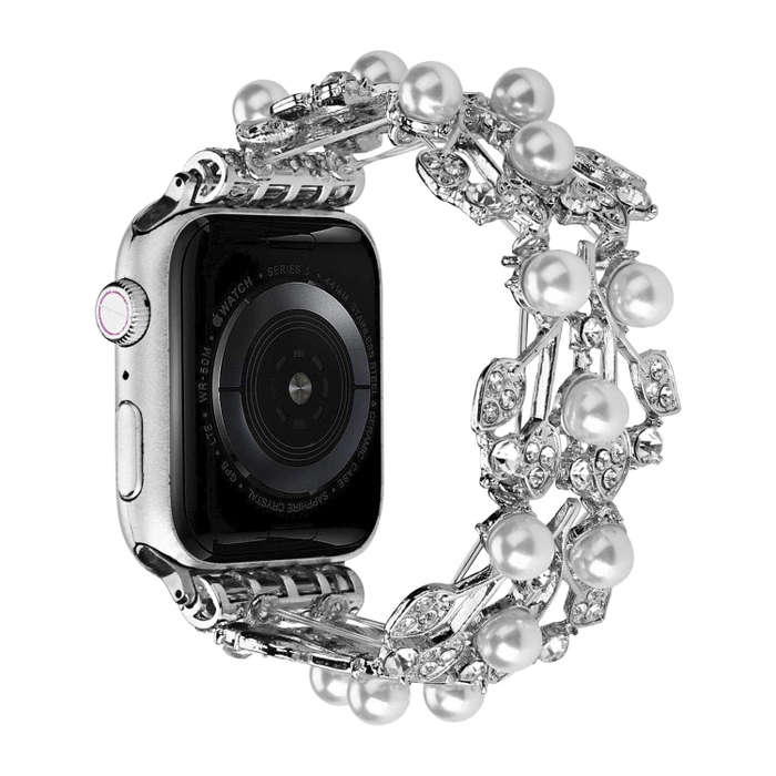 Four-leaf Bead Metal Watch Band For Apple Watch SE 2023 40mm(Silver)