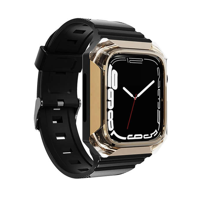 Armor Case Integrated TPU Watch Band For Apple Watch 9 41mm(Gold)