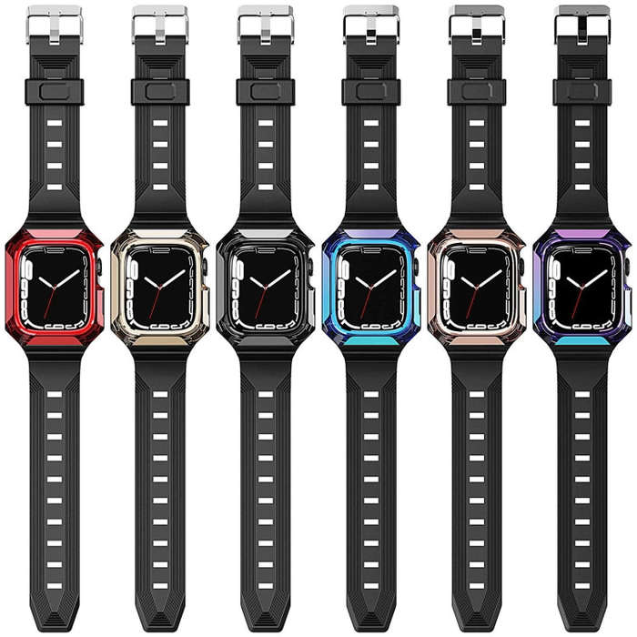 Armor Case Integrated TPU Watch Band For Apple Watch SE 2023 44mm(Gold)
