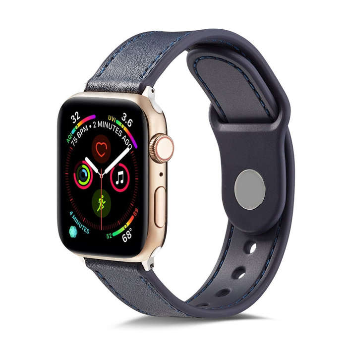 For Apple Watch Series 9&8&7 41mm / SE 3&SE 2&6&SE&5&4 40mm / 3&2&1 38mm Single Buckle TPU+ Genui...