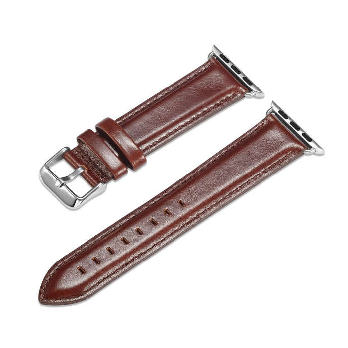 For Apple Watch Series 7 41mm / 6 & SE & 5 & 4 40mm / 3 & 2 & 1 38mm Crazy Horse Texture Top-grai...