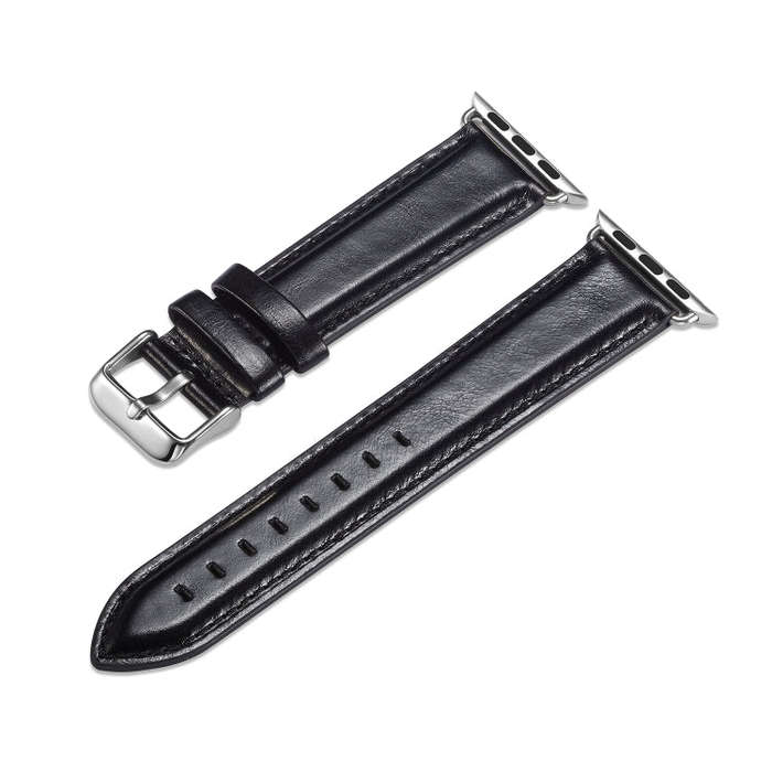 For Apple Watch Series 7 45mm / 6 & SE & 5 & 4 44mm / 3 & 2 & 1 42mm Crazy Horse Texture Top-grai...