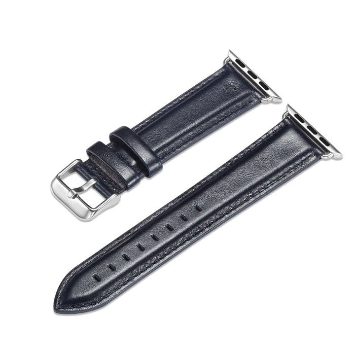 For Apple Watch Series 7 45mm / 6 & SE & 5 & 4 44mm / 3 & 2 & 1 42mm Crazy Horse Texture Top-grai...