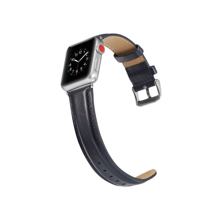 For Apple Watch Series 7 45mm / 6 & SE & 5 & 4 44mm / 3 & 2 & 1 42mm Crazy Horse Texture Top-grai...