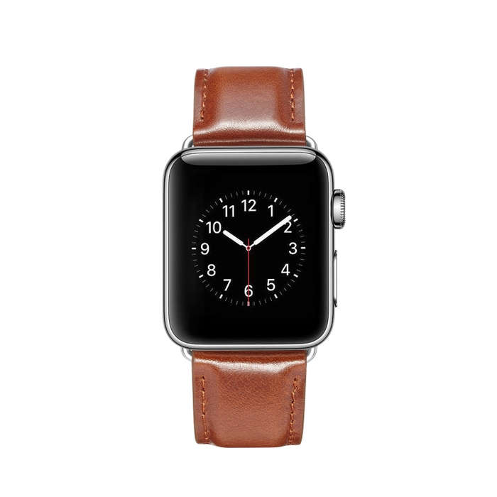 For Apple Watch Series 7 45mm / 6 & SE & 5 & 4 44mm / 3 & 2 & 1 42mm Crazy Horse Texture Top-grai...