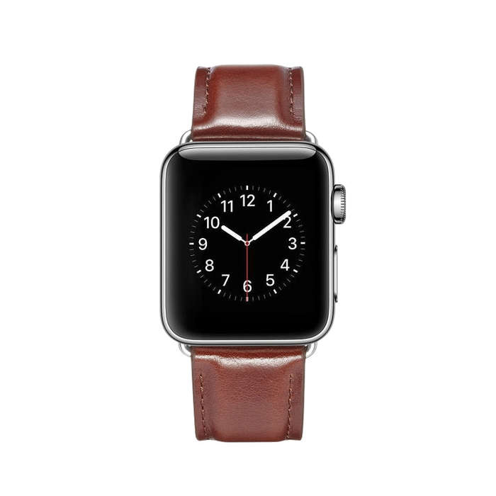 For Apple Watch Series 7 45mm / 6 & SE & 5 & 4 44mm / 3 & 2 & 1 42mm Crazy Horse Texture Top-grai...