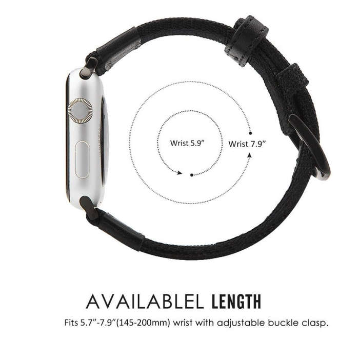 For Apple Watch Series 7 45mm / 6 & SE & 5 & 4 44mm / 3 & 2 & 1 42mm Nylon Watch Band(Black)