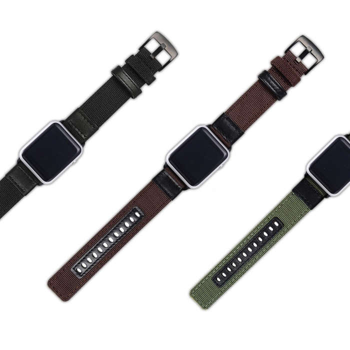 For Apple Watch Series 7 45mm / 6 & SE & 5 & 4 44mm / 3 & 2 & 1 42mm Nylon Watch Band(Army Green)