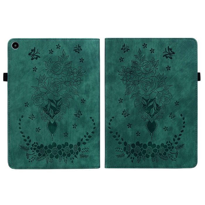 For Huawei MatePad SE 10.4 Butterfly Rose Embossed Leather Tablet Case(Green)
