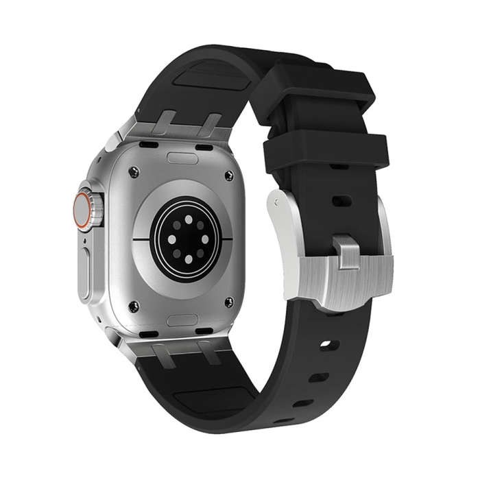 AP Silicone Watch Band For Apple Watch 9 41mm(Silver Black)