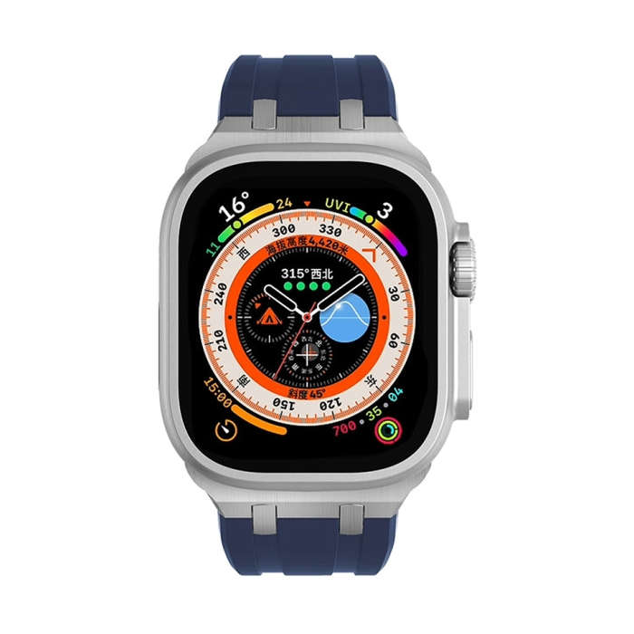 AP Silicone Watch Band For Apple Watch 9 41mm(Black Blue)