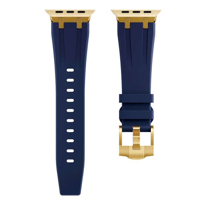 AP Silicone Watch Band For Apple Watch 9 41mm(Gold Blue)