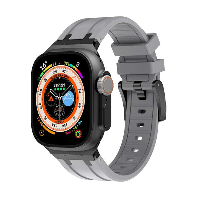 AP Silicone Watch Band For Apple Watch 9 41mm(Black Grey)