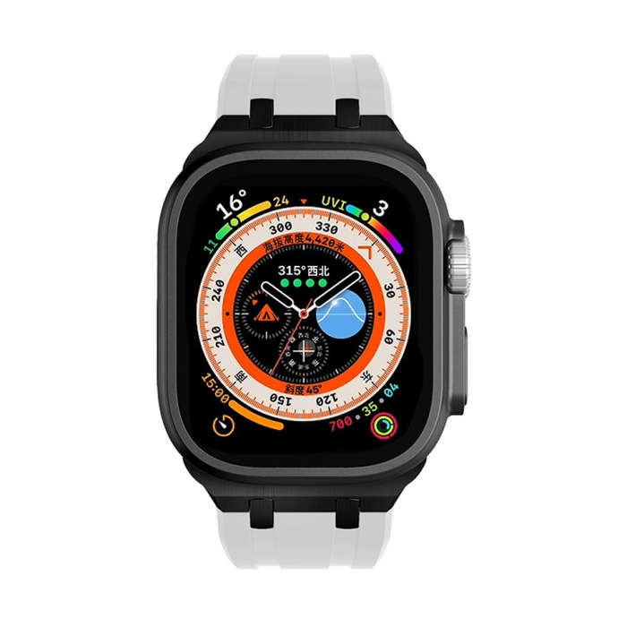AP Silicone Watch Band For Apple Watch 9 41mm(Black White)