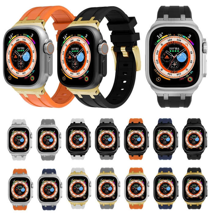 AP Silicone Watch Band For Apple Watch 9 41mm(Silver Black)
