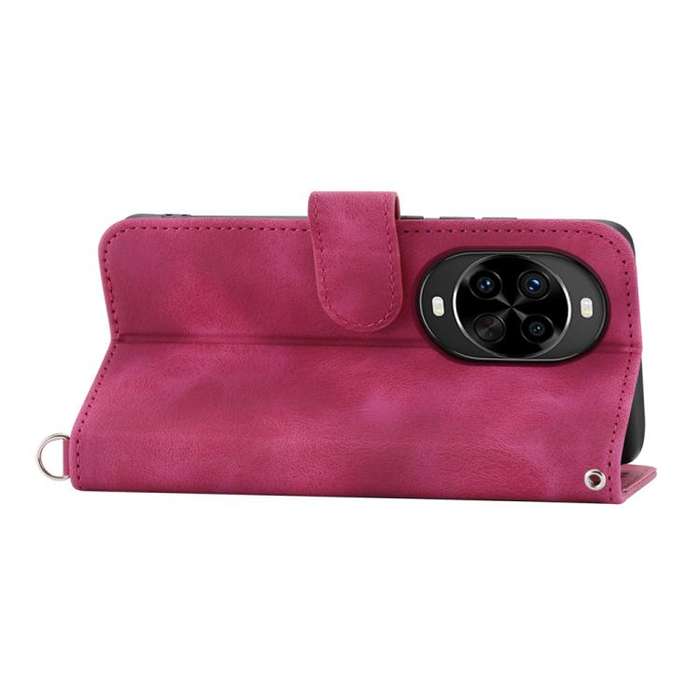 For Huawei nova 14 Pro Skin Feel Flowers Embossed Wallet Leather Phone Case(Wine Red)