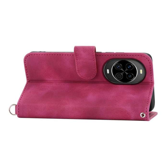 For Huawei nova 14 Skin Feel Flowers Embossed Wallet Leather Phone Case(Wine Red)