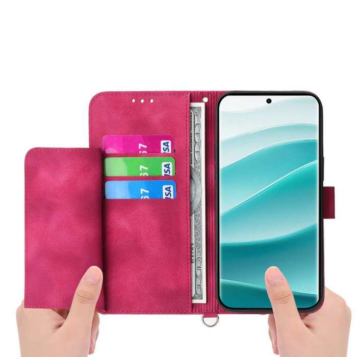 For Honor X8c 4G Skin Feel Flowers Embossed Wallet Leather Phone Case(Wine Red)