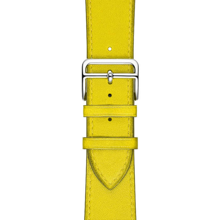 For Apple Watch Series 7 41mm / 6 & SE & 5 & 4 40mm / 3 & 2 & 1 38mm Leather  Watch Band(Yellow)