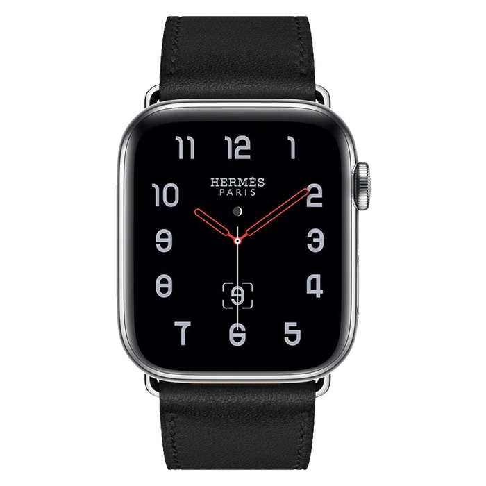 For Apple Watch Series 7 45mm / 6 & SE & 5 & 4 44mm / 3 & 2 & 1 42mm Leather  Watch Band(Black)