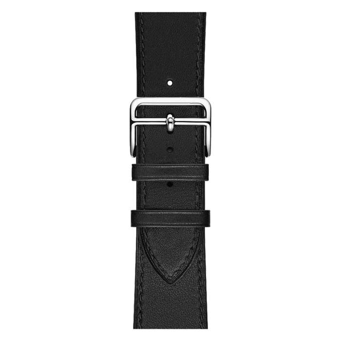For Apple Watch Series 7 45mm / 6 & SE & 5 & 4 44mm / 3 & 2 & 1 42mm Leather  Watch Band(Black)