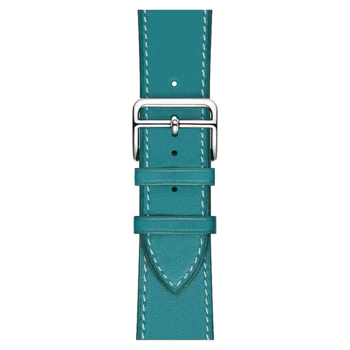 For Apple Watch Series 7 45mm / 6 & SE & 5 & 4 44mm / 3 & 2 & 1 42mm Leather  Watch Band(Blue)