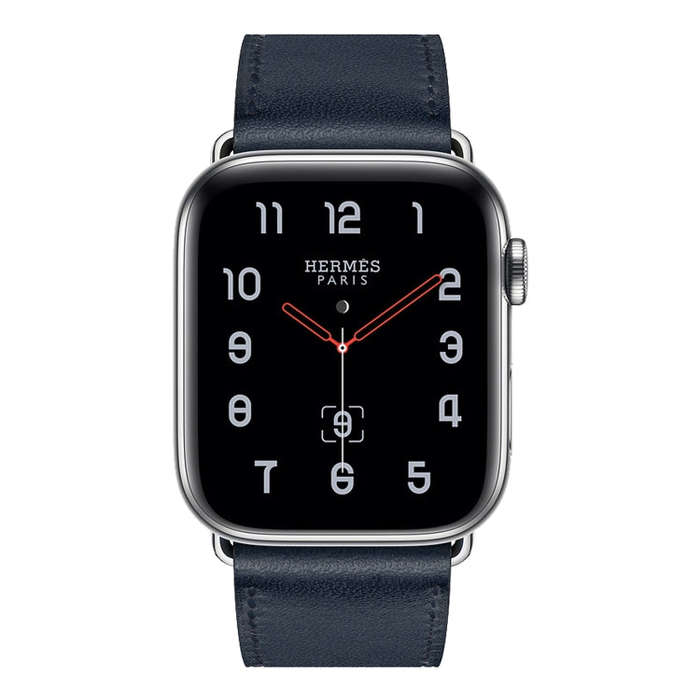 For Apple Watch Series 7 45mm / 6 & SE & 5 & 4 44mm / 3 & 2 & 1 42mm Leather  Watch Band(Dark Blue)