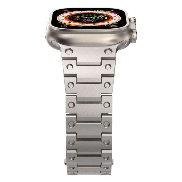 Double Rows Metal Watch Band For Apple Watch Ultra 2 49mm(Titanium)