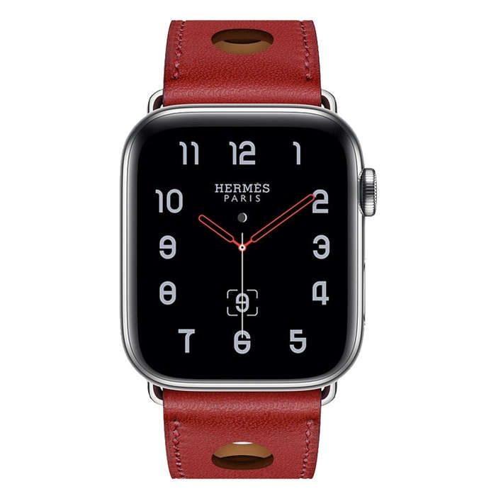For Apple Watch Series 7 41mm / 6 & SE & 5 & 4 40mm / 3 & 2 & 1 38mm Leather Three Holes Watch Ba...