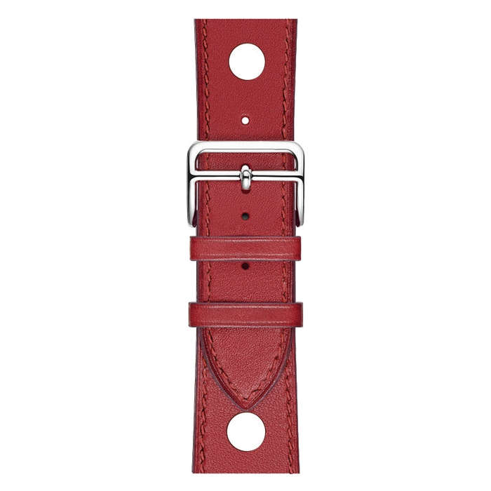 For Apple Watch Series 7 41mm / 6 & SE & 5 & 4 40mm / 3 & 2 & 1 38mm Leather Three Holes Watch Ba...