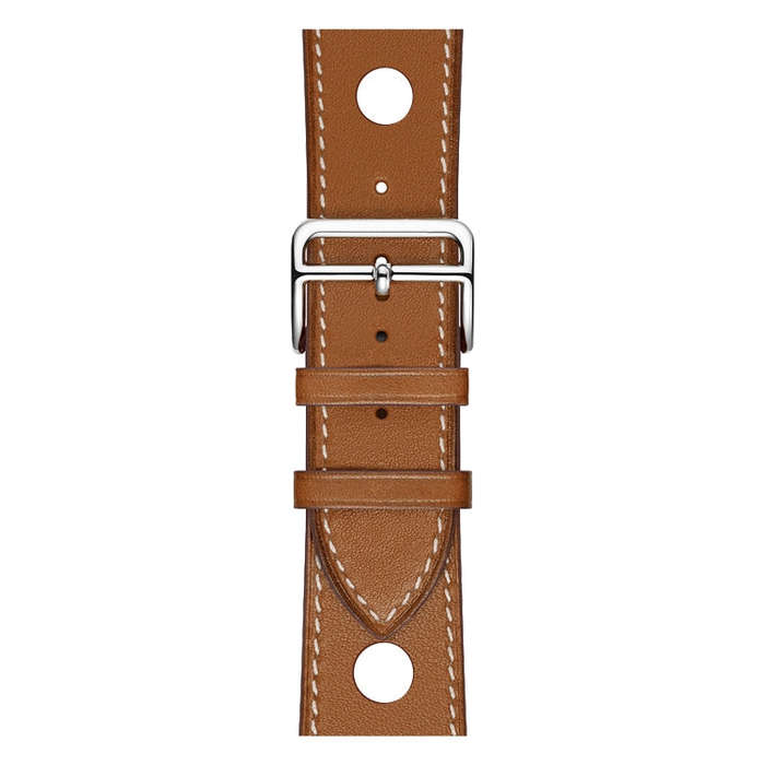 For Apple Watch Series 7 41mm / 6 & SE & 5 & 4 40mm / 3 & 2 & 1 38mm Leather Three Holes Watch Ba...