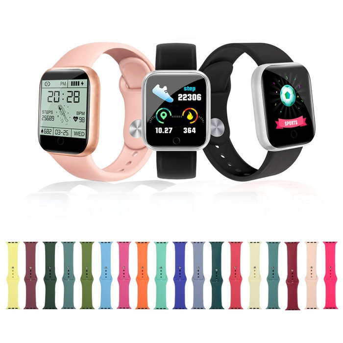 For Apple Watch Series 9&8&7 41mm / SE 3&SE 2&6&SE&5&4 40mm / 3&2&1 38mm Silicone Watch Band, Lon...