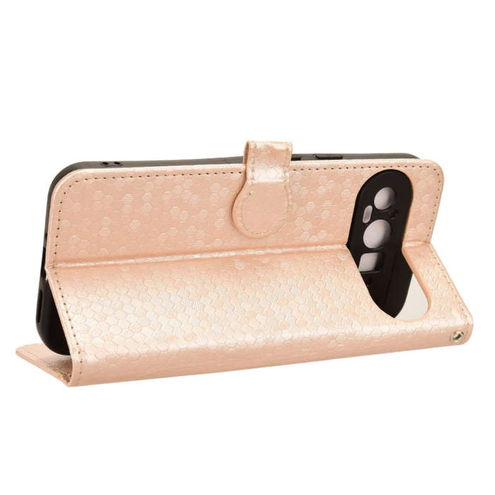 For Google Pixel 9 Pro XL Honeycomb Dot Texture Leather Phone Case(Gold)