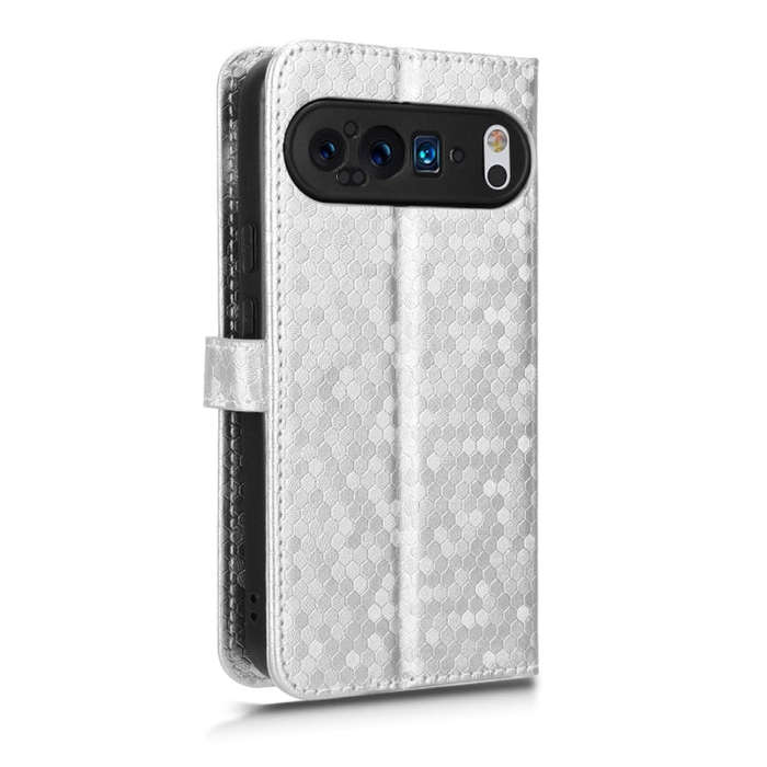 For Google Pixel 9 Pro XL Honeycomb Dot Texture Leather Phone Case(Silver)