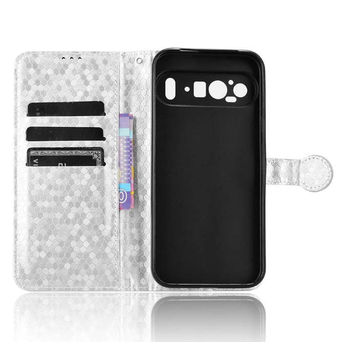 For Google Pixel 9 Pro XL Honeycomb Dot Texture Leather Phone Case(Silver)