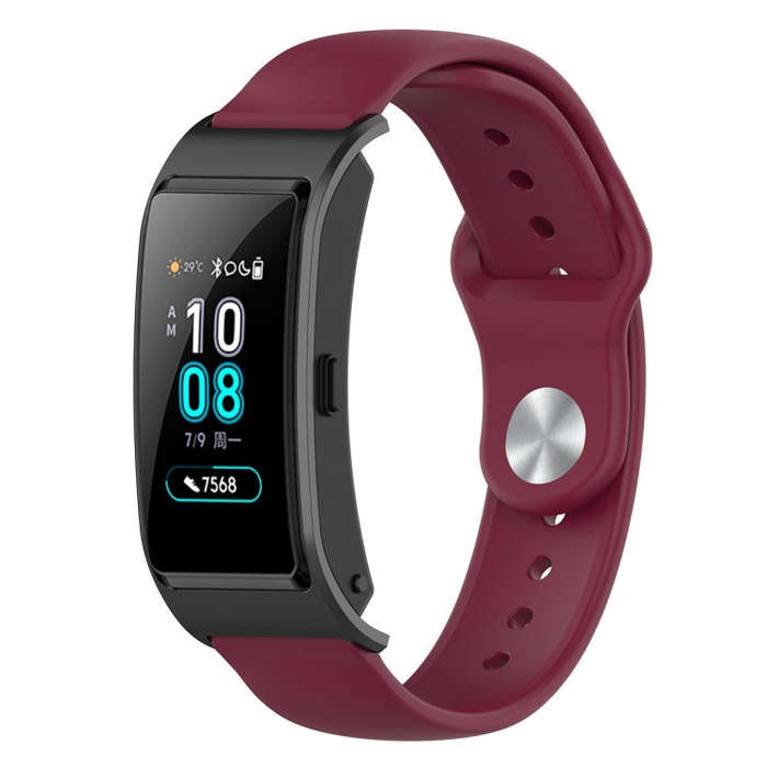18mm Universal Reverse Buckle Wave Silicone Watch Band, Size:L(Wine Red)