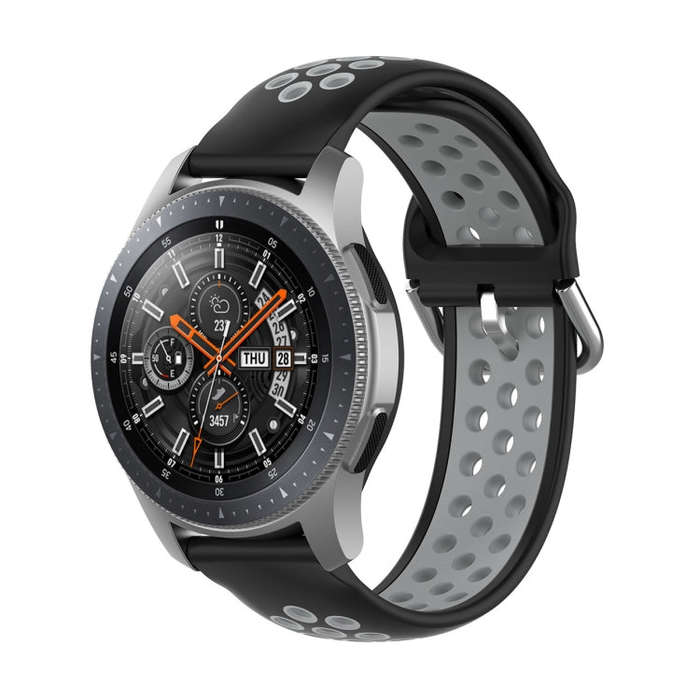 For Huawei Watch GT2 / Honor Magic Watch 2 46mm Universal Sports Two-tone Silicone Watch Band(Bla...