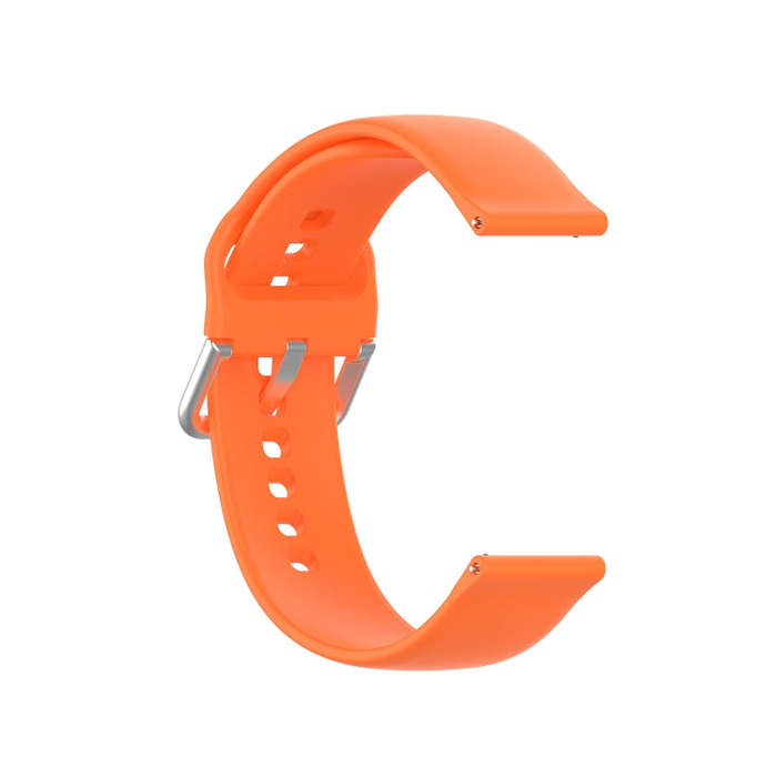 22mm Universal Silver Buckle Silicone Watch Band, Size:L(Orange)